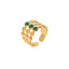 DELIA - RETRO GEOMETRIC 304 STAINLESS STEEL ARTIFICIAL GEMSTONES INLAY OPEN RING