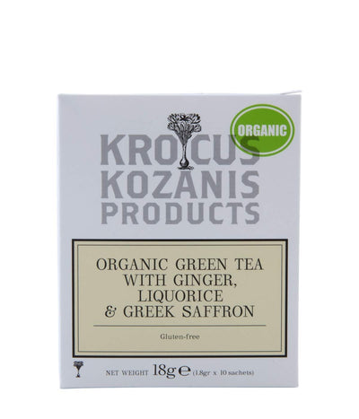 KROCUS KOZANIS ORGANIC GREEN TEA WITH  GINGER, LIQUORICE & GREEK SAFFRON