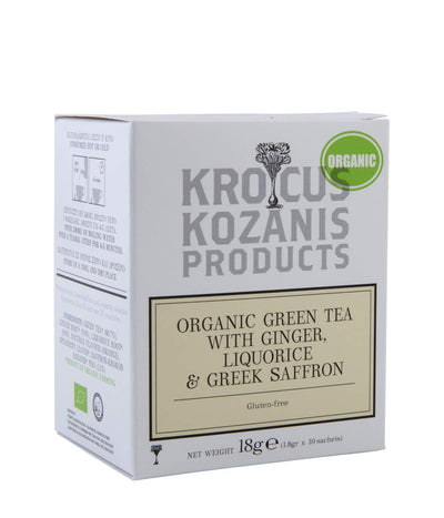 KROCUS KOZANIS ORGANIC GREEN TEA WITH  GINGER, LIQUORICE & GREEK SAFFRON