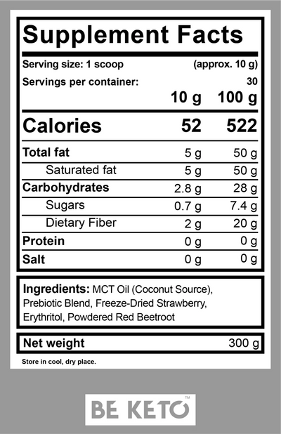 BEKETO MCT MCT OIL POWDER – FRESH STRAWBERRY 300G