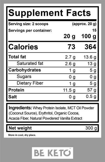 BE KETO WHEY ISOLATE + MCT – FRENCH VANILLA 300G