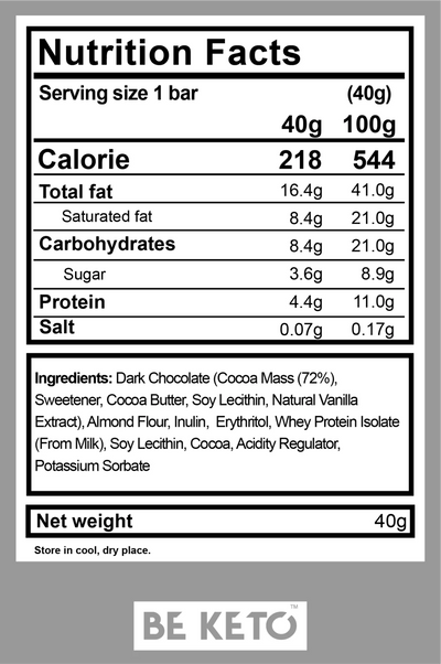 BE KETO BAR DOUBLE CHOCOLATE 40G