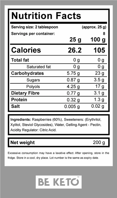 BE KETO JAM – SUPER RASPBERRY 200G