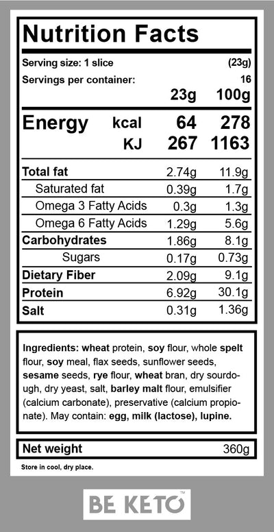 BE KETO KETO MULTIGRAIN BREAD 360G