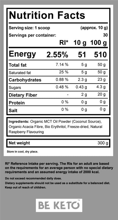 BEKETO MCT OIL POWDER – WILD RASPBERRY 300G