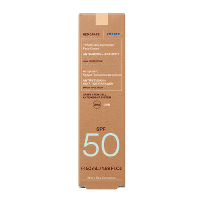 KORRES RED GRAPE SUNSCREEN FACE CREAM WITH TINT SPF 50 50ML