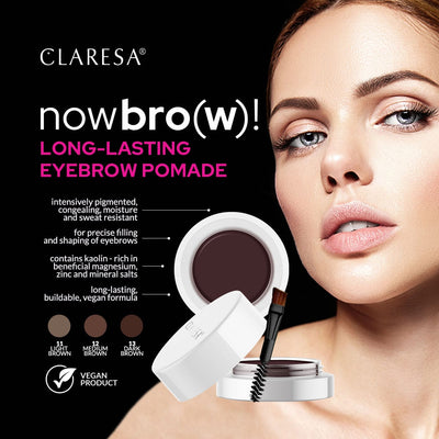 CLARESA LONG-LASTING EYEBROW POMADE NOW BRO(W)! 11 LIGHT BROWN 4G