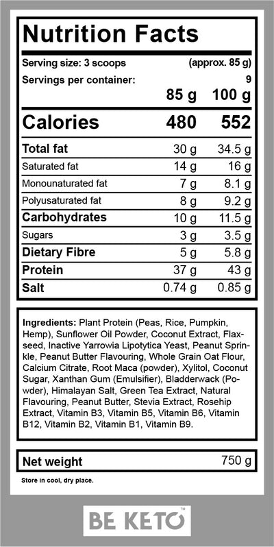 BEKETO KETO SHAKER MEAL  750G - PEANUT BUTTER