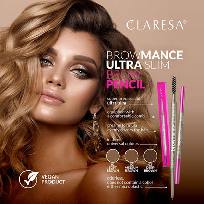 CLARESA BROWMANCE ULTRA SLIM AUTOMATIC EYEBROW PENCIL 01 SOFT BROWN