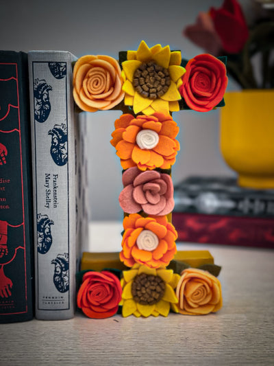 CRAFTOPIA Felt Flower Letter Book Ends