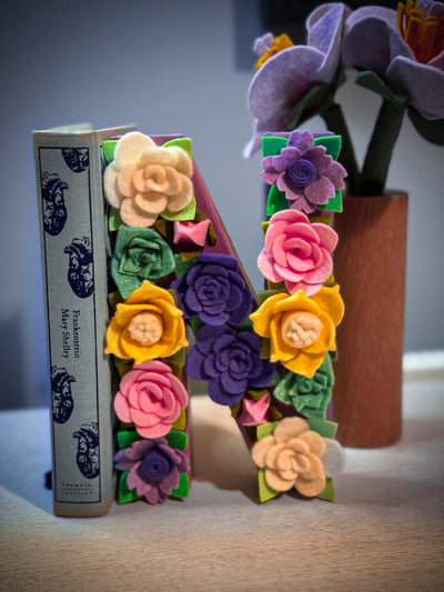 CRAFTOPIA Felt Flower Letter Book Ends