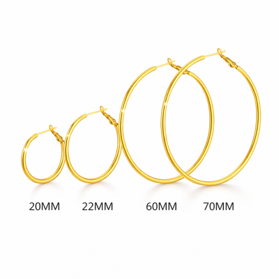 DELIA - CLASSIC ROUND 304 STAINLESS STEEL 18K GOLD PLATED EARRING (1 PAIR)