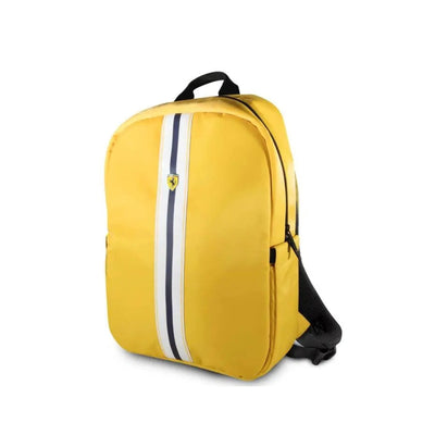 FERRARI BACKPACK FOR COMPUTER & TABLET ON TRACK 15″ PISTA METAL LOGO USB YELLOW