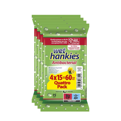 WET HANKIES LEMON QUATTRO PACK 4x15