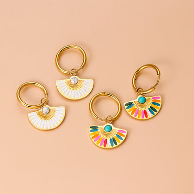 DELIA - BOHEMIAN SECTOR ENAMEL 304 STAINLESS STEEL TURQUOISE EARRINGS