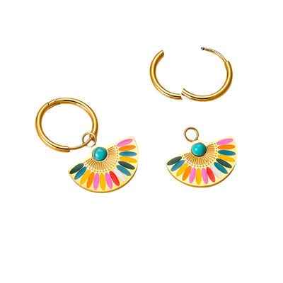 DELIA - BOHEMIAN SECTOR ENAMEL 304 STAINLESS STEEL TURQUOISE EARRINGS
