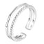 DELIA - 925 STERLING SILVER ZIRCON LINES OPEN RING, HIGH-END, 1 PAIR