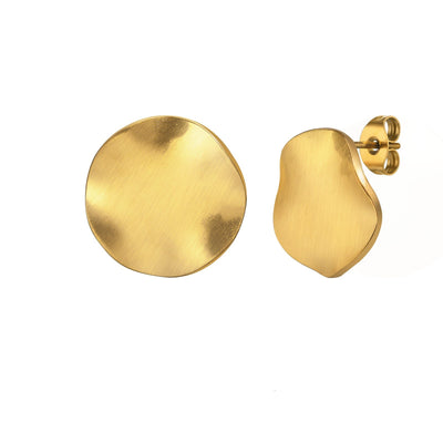DELIA – 304 STEEL OVAL STUDS, 18K GOLD PLATED