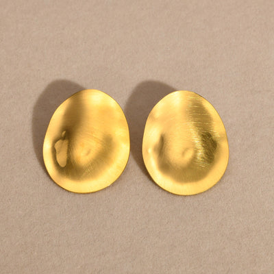 DELIA – 304 STEEL OVAL STUDS, 18K GOLD PLATED