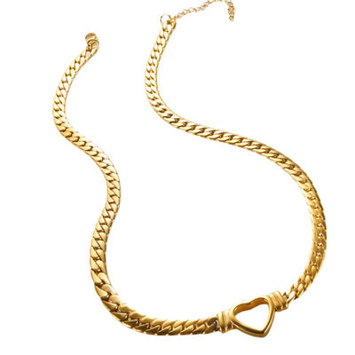 DELIA - 304 STAINLESS STEEL 18K GOLD PLATED RETRO PLATING HEART SHAPE  NECKLACE