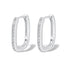 DELIA - WHITE GOLD PLATED 925 STERLING SILVER ZIRCON U SHAPE HIGH-END EARRINGS, 1 PAIR