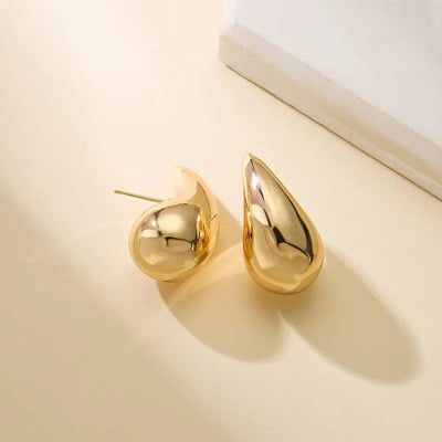 DELIA - SIMPLE STYLE WATER DROPLETS PLATING 304 STAINLESS STEEL 18K GOLD PLATED EARRINGS (1 PAIR )