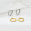 DELIA - ELEGANT SIMPLE STYLE SOLID COLOR INLAY 304 STAINLESS STEEL ZIRCON WHITE GOLD PLATED HOOP EARRING (1 PAIR)