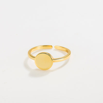 DELIA - 18K GOLD PLATED SILVER PLATED 925 STERLING SILVER ADJUSTABLE ROUND HIGH-END OPEN RING - GOLD