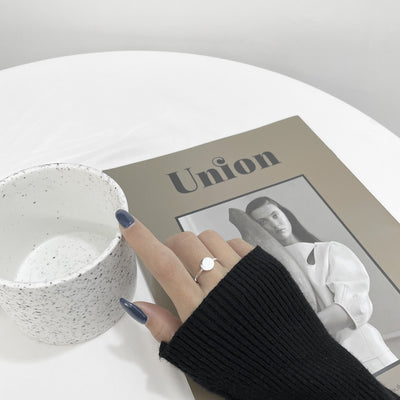 DELIA - 18K GOLD PLATED SILVER PLATED 925 STERLING SILVER ADJUSTABLE ROUND HIGH-END OPEN RING - SILVER