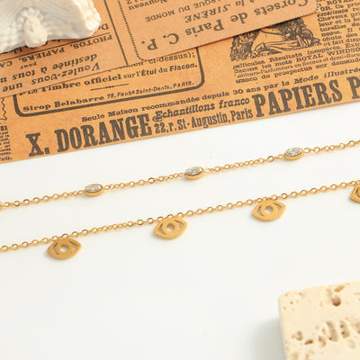 DELIA - CASUAL BEACH OVAL EYE 304 STAINLESS STEEL PLATING INLAY ZIRCON 18K GOLD PLATED WOMEN'S ANKLET