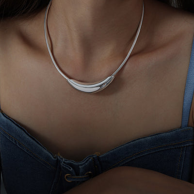 DELIA - 304 STAINLESS STEEL SIMPLE CLASSIC PLATING SOLID COLOR CHOKER NECKLACE