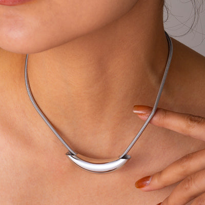 DELIA - 304 STAINLESS STEEL SIMPLE CLASSIC PLATING SOLID COLOR CHOKER NECKLACE