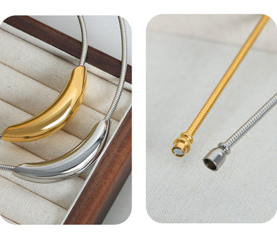 DELIA - 304 STAINLESS STEEL SIMPLE CLASSIC PLATING SOLID COLOR CHOKER NECKLACE