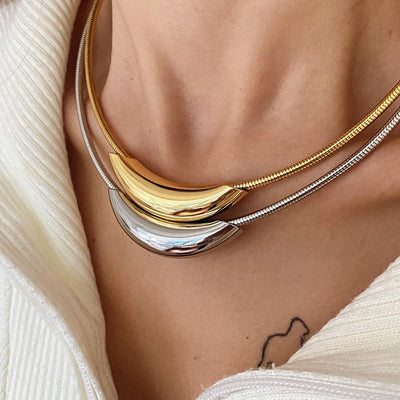 DELIA - 304 STAINLESS STEEL SIMPLE CLASSIC PLATING SOLID COLOR CHOKER NECKLACE