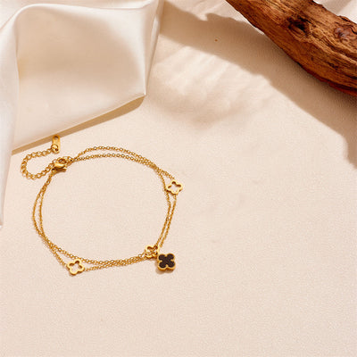 DELIA - ELEGANT ROMANTIC SOLID COLOR FLOWER 304 STAINLESS STEEL 18K GOLD PLATED PLATING ANKLET