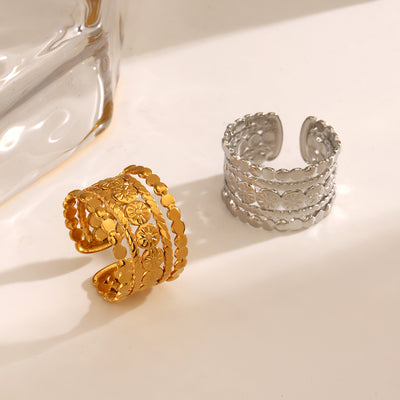 DELIA - SIMPLE STYLE ROUND 304 STAINLESS STEEL 18K GOLD PLATED OPEN RING (Copy)