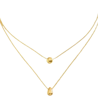 DELIA - SIMPLE CLASSIC STYLE COMMUTE WATER DROPLETS 304 STAINLESS STEEL DOUBLE LAYER NECKLACES
