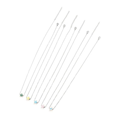 DELIA - 201 STAINLESS STEEL COPPER INLAY STAR EYE  PENDANT NECKLACE - SILVER CHAIN