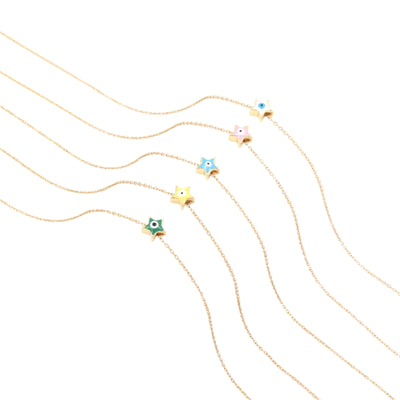 DELIA - 201 STAINLESS STEEL COPPER INLAY STAR EYE  PENDANT NECKLACE - GOLD CHAIN