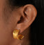 DELIA - RETRO CLASSIC STYLE C SHAPE PLATING 304 STAINLESS STEEL 18K GOLD PLATED EAR STUDS, 1 PAIR