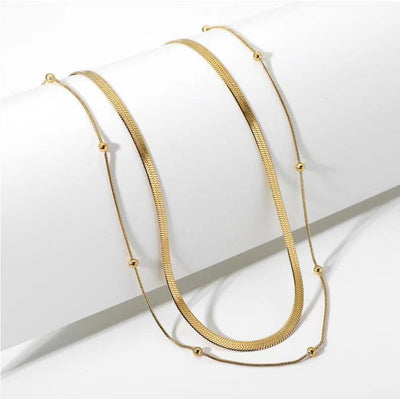 DELIA - CLASSIC COOL GEOMETRIC 304 STAINLESS STEEL 18K GOLD PLATED DOUBLE NECKLACES