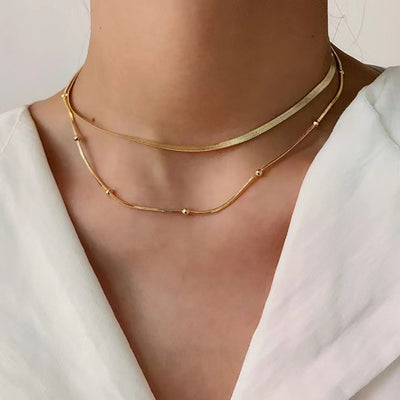 DELIA - CLASSIC COOL GEOMETRIC 304 STAINLESS STEEL 18K GOLD PLATED DOUBLE NECKLACES