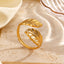 DELIA - IG STYLE CLASSIC LEAVES 304 STAINLESS STEEL 18K GOLD PLATED OPEN RING - GOLD