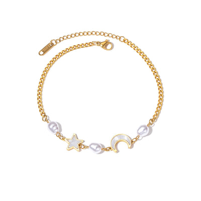 DELIA STAR & MOON ANKLET – CLASSIC STYLE IN 304 STAINLESS STEEL