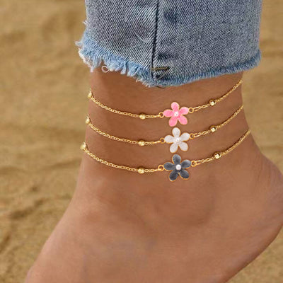 DELIA FLOWER ANKLET – ELEGANT CLASSIC STYLE IN 304 STAINLESS STEEL & COPPER
