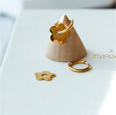 Delia Flower Drop Earrings – 18K Gold Plated Stainless & Titanium Steel