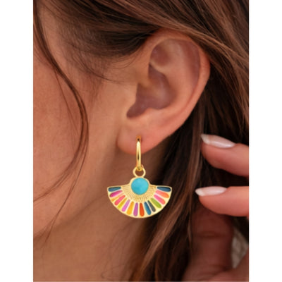 DELIA - BOHEMIAN SECTOR ENAMEL 304 STAINLESS STEEL TURQUOISE EARRINGS