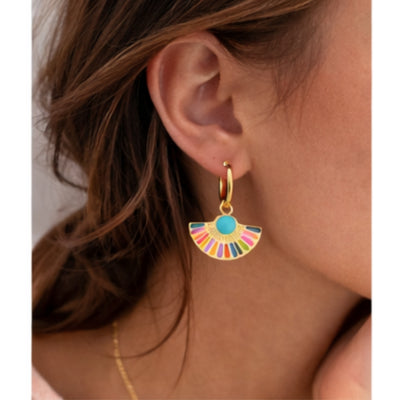 DELIA - BOHEMIAN SECTOR ENAMEL 304 STAINLESS STEEL TURQUOISE EARRINGS