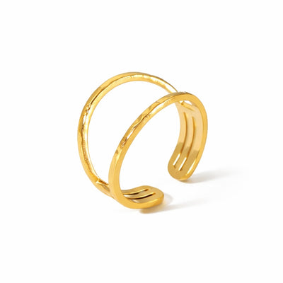 DELIA - STAINLESS STEEL 18K GOLD PLATED IG STYLE BASIC SIMPLE STYLE PLATING  OPEN RING