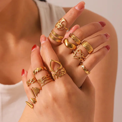 DELIA - STAINLESS STEEL 18K GOLD PLATED BASIC SIMPLE PLATING  OPEN RING